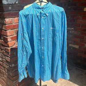 Faconnable Clasique Blue Plaid Button Down size XXL